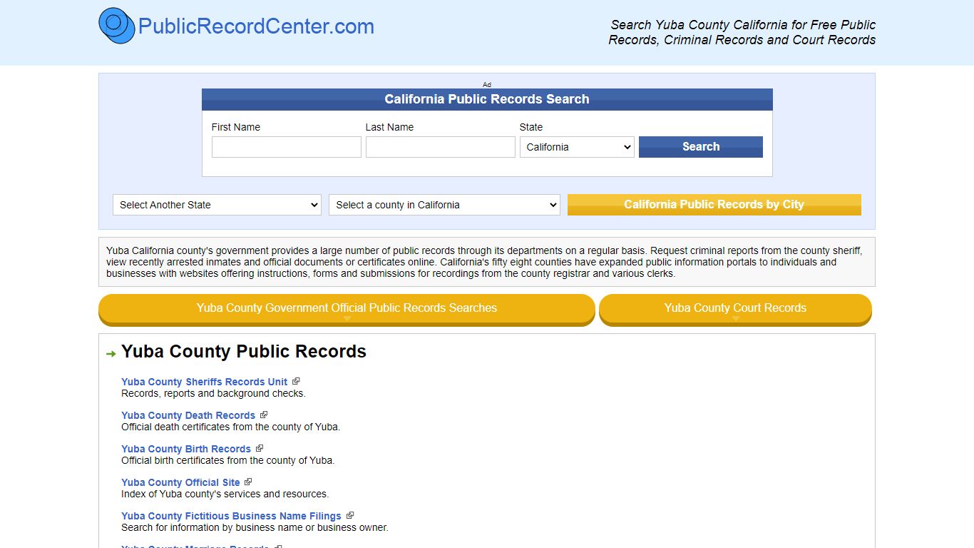 Yuba County California Free Public Records - Court Records ...