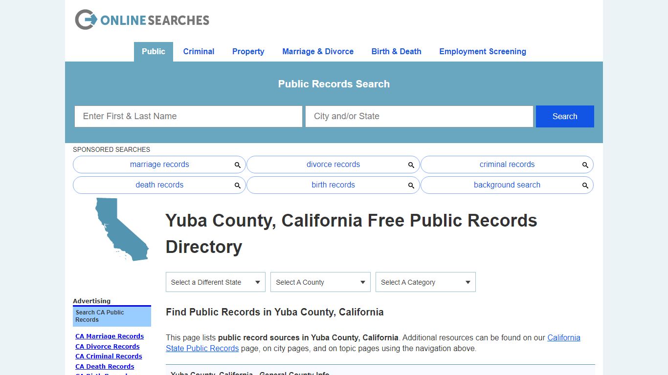 Yuba County, California Public Records Directory