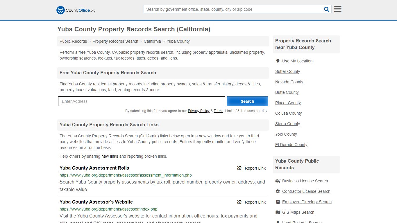 Property Records Search - Yuba County, CA (Assessments ...